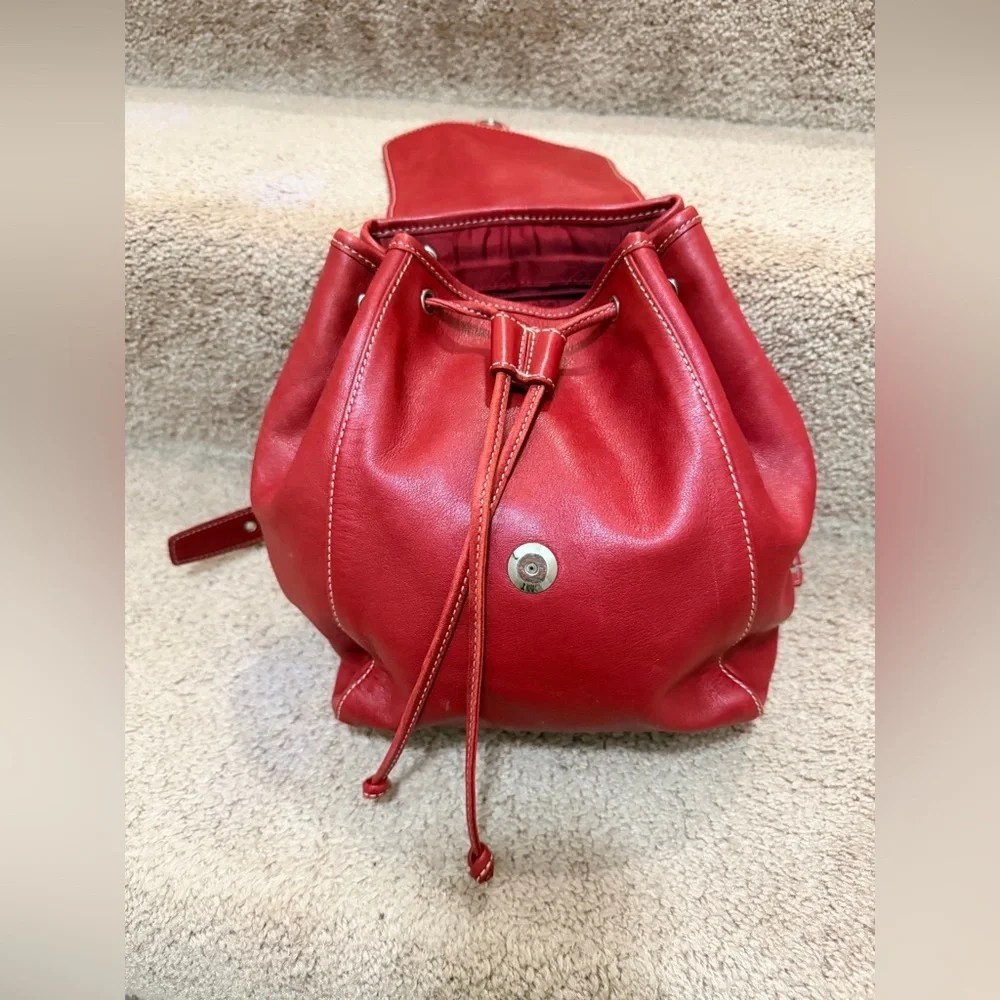 Vintage Coach Legacy Drawstring Leather Backpack dark red leather Style #9569